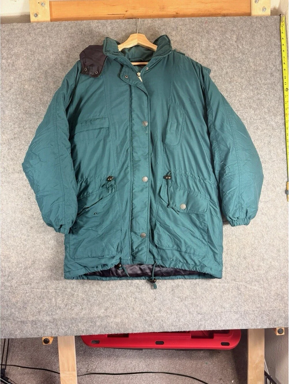 Triple Fat Goose Jacket Blue Green Hooded Puffer Down Parka Men’s Medium